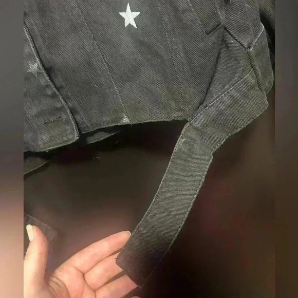 Woman’s Size 2X Plus Size Black Denim Jean Jacket Cute Tie Front Detail Fall - Picture 5 of 6